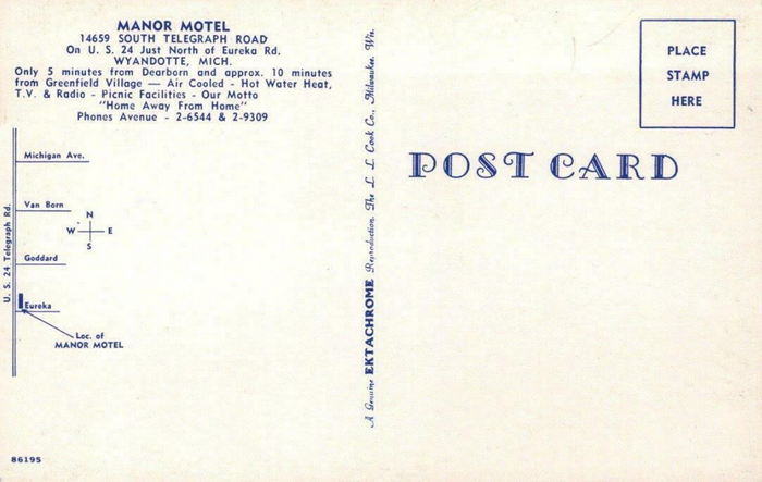 Manor Motel - Old Postcard (newer photo)